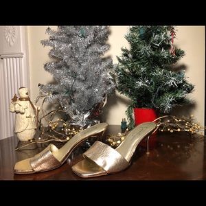 Jessica Simpson Gold Metallic Mules Size 8.5